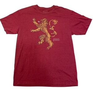 Game of Thrones Graphic Tee‎ Lannister Lion Logo Burgundy T-Shirt Men's Size L